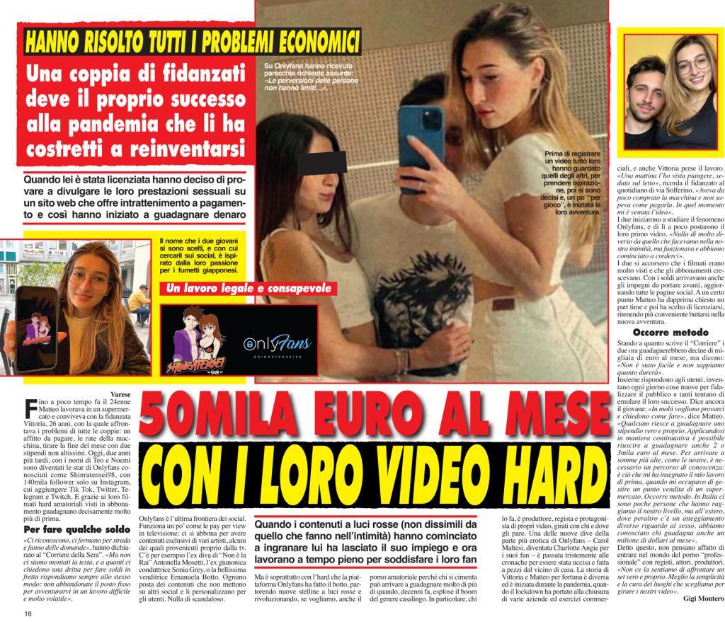 Vittoria e Matteo, alias Shinratensei98 50 mila euro al mese con i loro video hard Cronaca Vera foto